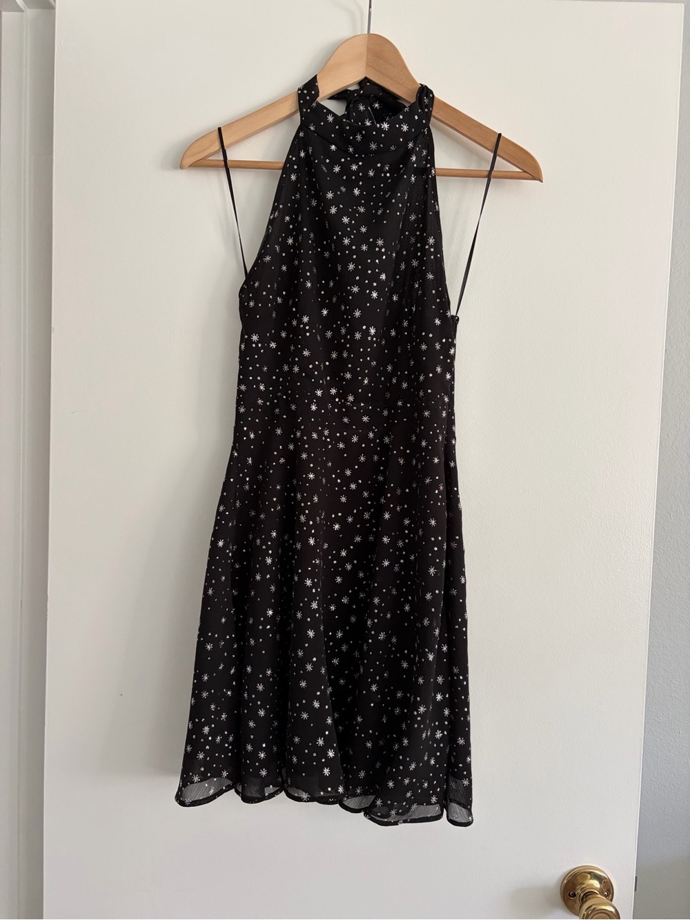 Topshop Black Strapless Dress with Sparkle Star Print